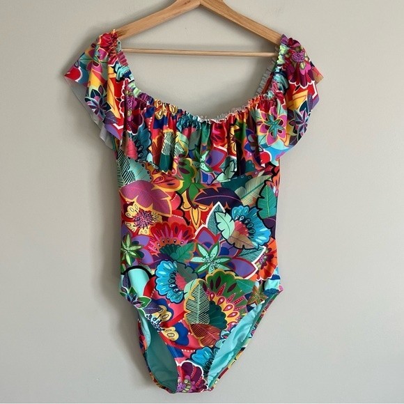Bleu Rod Beattie Swim Nwt Bleu Rod Beattie One Piece Floral Ruffle